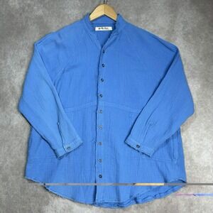 We The Free Free People Summer Daydream Button Down Cotton Blue Top S Boho Chic